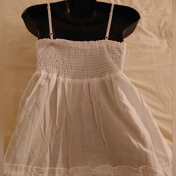 NWT White Cotton LAVANDE-11 Eyelet Lace Adjustable Maxi Sun Dress S / M, 4 / 6 - Picture 4 of 14